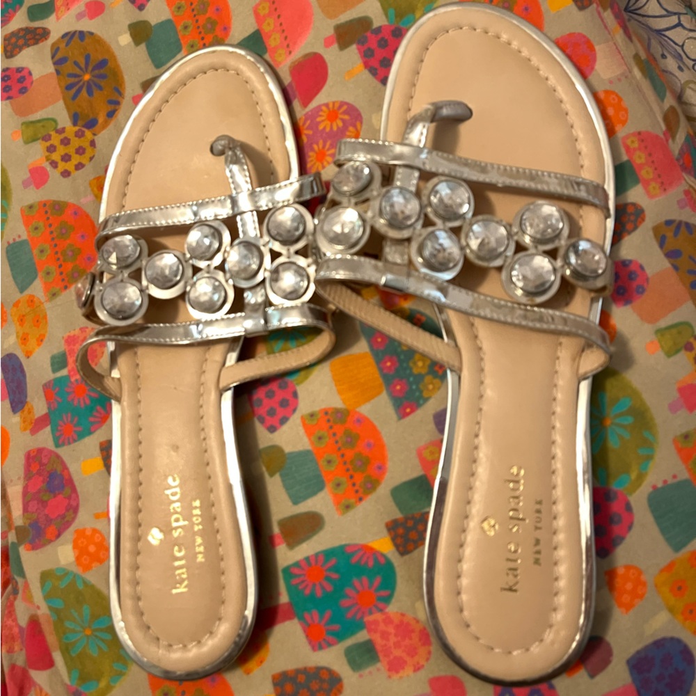 Kate Spade Silver Crystal Embellished Sandals